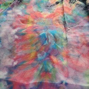 Vintage Silk Colorful Tie-Dye  Rolled Hem Scarf Beautiful